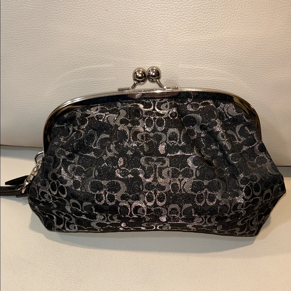 Coach Optic C Mini Signature Lurex Black Wristlet Clutch - Picture 7 of 17
